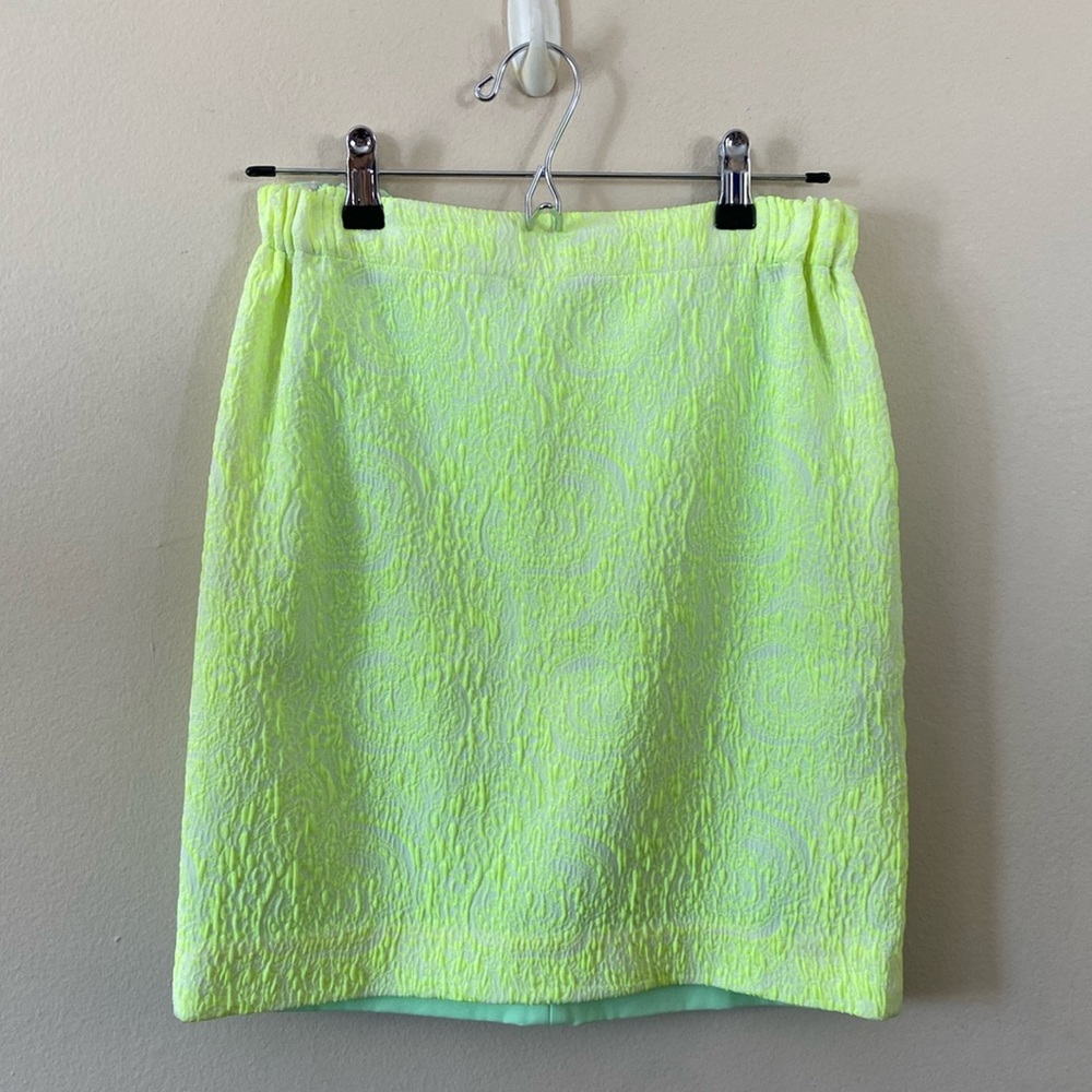 Julien David Neon Green Mini Skirt Runway 2015 Textured Pencil Bodycon Small
